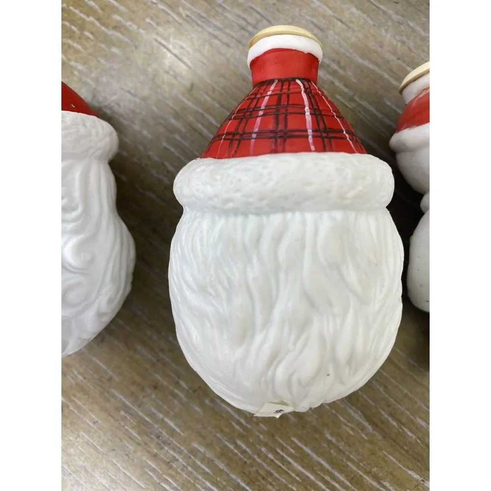 3‎ Old World Porcelain Christmas Light Covers Santa Snowman Skiing